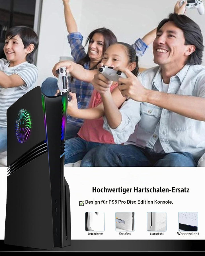 Joso Frontblende für PS5 Pro Disc Edition, Kratzfeste, staubdichte Ersatzhülle mit RGB-Ring, Abdecku