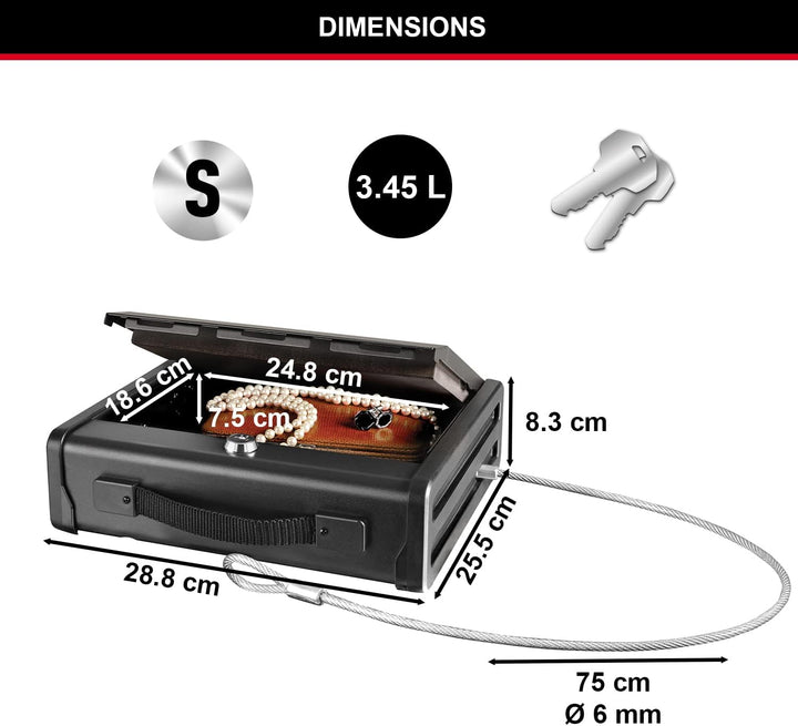Master Lock Kompakt Tresor mit Schlüssel und Kabel, Ideal für Scheckbücher, Schmuck, Ausweise und me