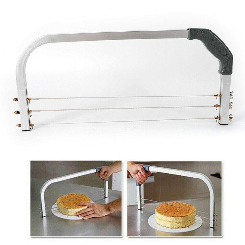 MINRS Tortenschneider, Tortenbodenschneider 3 Klingen Schneidehilfe Torte Verstellbarer Draht Kuchen