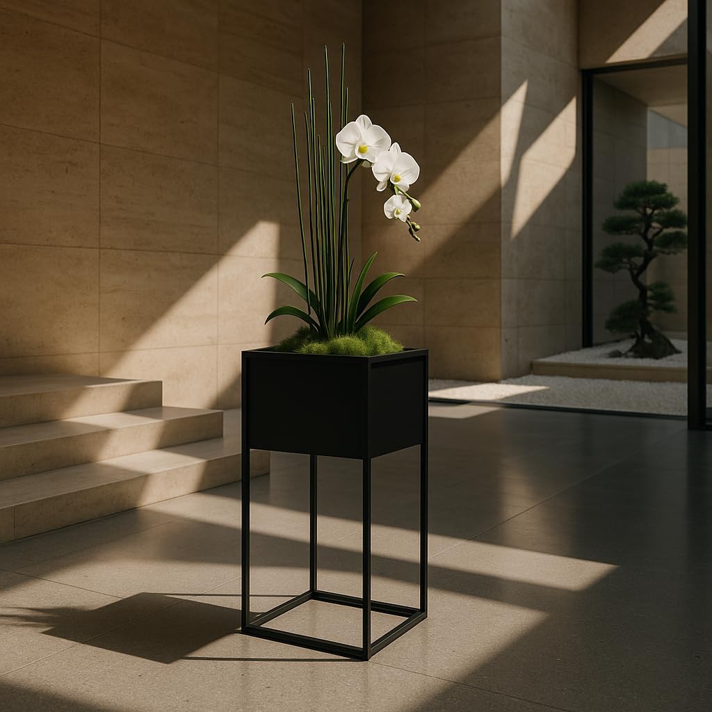 Pflanzenständer Petto - 40x30x60cm - Farbe Schwarz - für Zimmerblumen - Metallregal - Dekorativer Ti