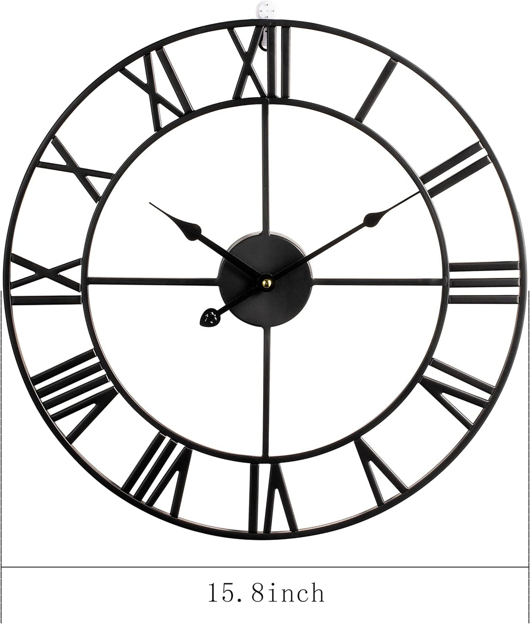 HAITANG Grosse Wanduhr im Vintage-Stil, schwarz rund, Metall geräuschlos Nicht tickend, batteriebetr