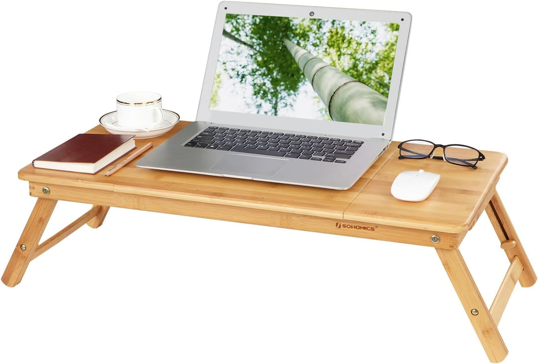 SONGMICS Laptoptisch, klappbarer und höhenverstellbarer Notebooktisch, mit Lüftungslöchern, für Link