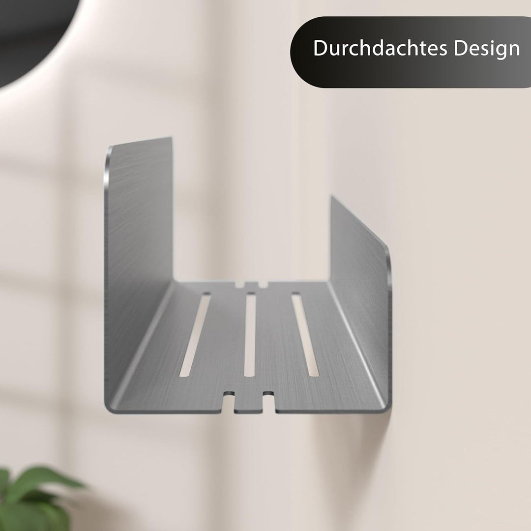 Duschablage ohne Bohren | Edelstahl Duschregal mit Ablaufrillen | Duschkorb zum Kleben | Badregal Se