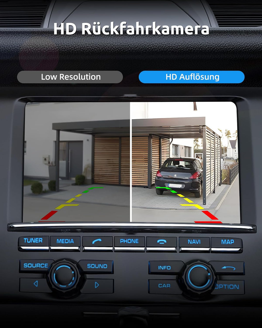 Essgoo AHD Rückfahrkamera fürs Auto, 170° Weitwinkel IP68 wasserdicht Carplay Backup Camera HP Rear