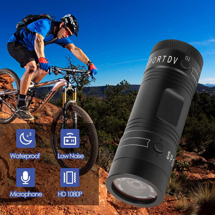 Fahrrad-Motorradhelm-Kamera, 1080P 120-Grad-Weitwinkel--Sport-Video-Action-Kamera, Tragbare Wasserdi