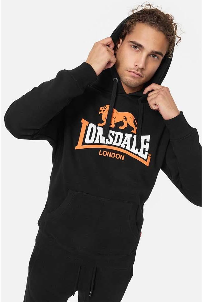 Lonsdale Herren Sleeve Hooded Sweatshirt S Black/Orange/White