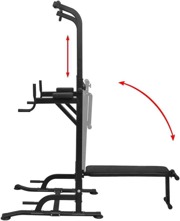 Power Tower mit Sit-Up-Bank, höhenverstellbar 182-235 cm, pulverbeschichteter Stahlrahmen, belastbar