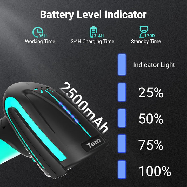 Tera Pro 3 in 1 Extreme Leistung Barcodescanner Kabellos QR 2D 1D Bluetooth Kabellos 2,4G & Kabelgeb