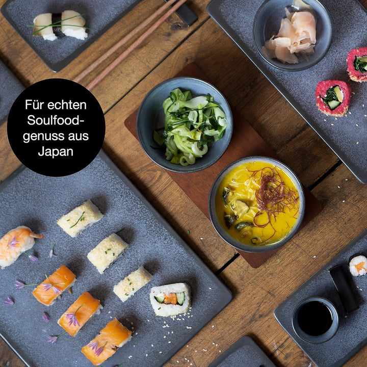 Moritz & Moritz Sushi Geschirr Set für 4 Personen - 29 Teile - Sushi Servierset mit 3X Sushi-Platte