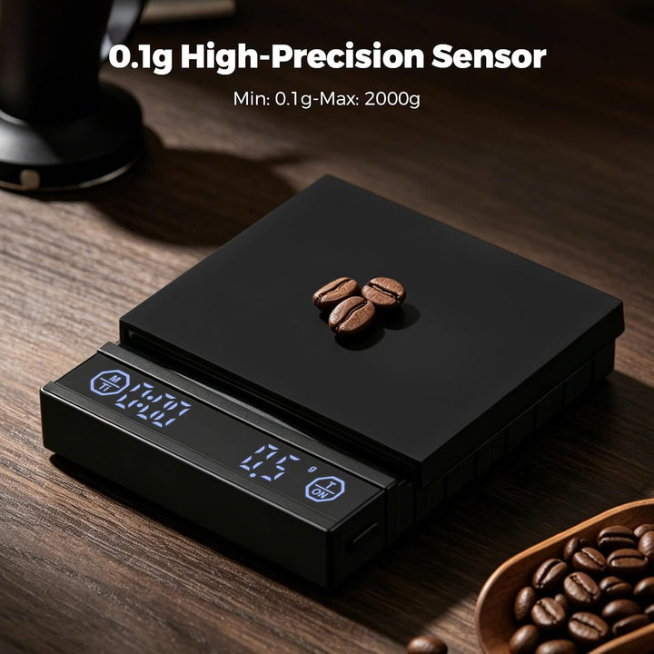 Kaffeewaage mit Timer, 0,1g Feinwaage für Espresso