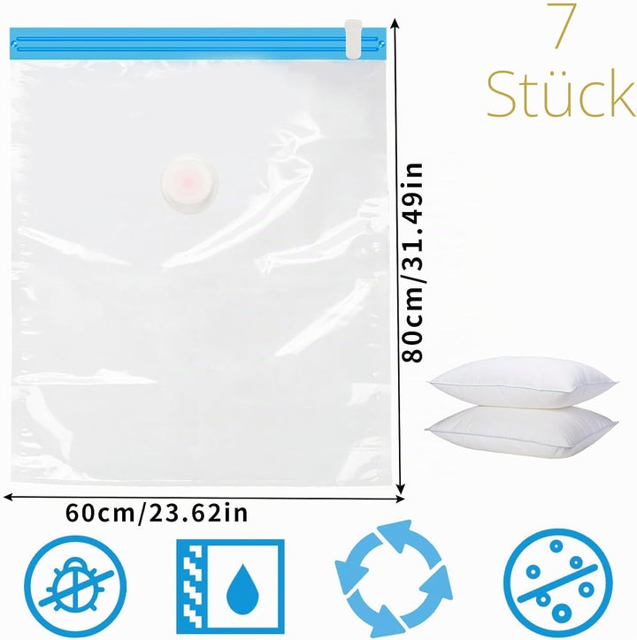 Vakuumbeutel für Kleidung Klein 7er 60x80cm Vakuumierbeutel Vakuum Kleiderbeutel Vakuum-Platzsparer
