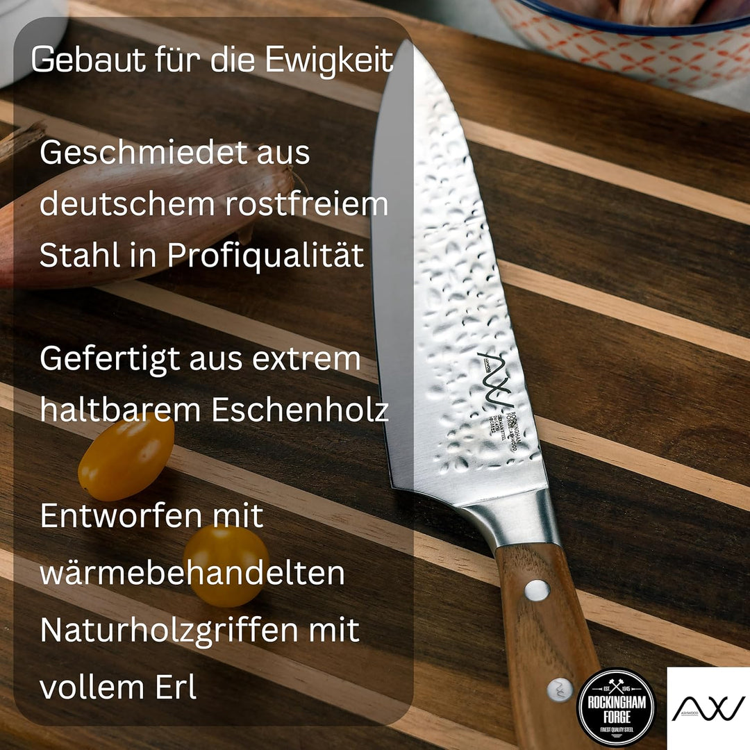 Rockingham Forge RF-7098 Ashwood Serie 20cm Kochmesser mit Klingen aus eisgehärtetem Vanadium Stahl,