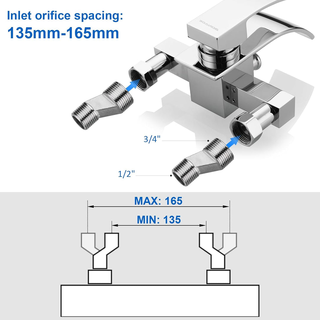 BONADE Badewannenarmatur mit Handbrause, Wannenarmatur mit Brause mit Wasserfall Auslauf, Mischbatte