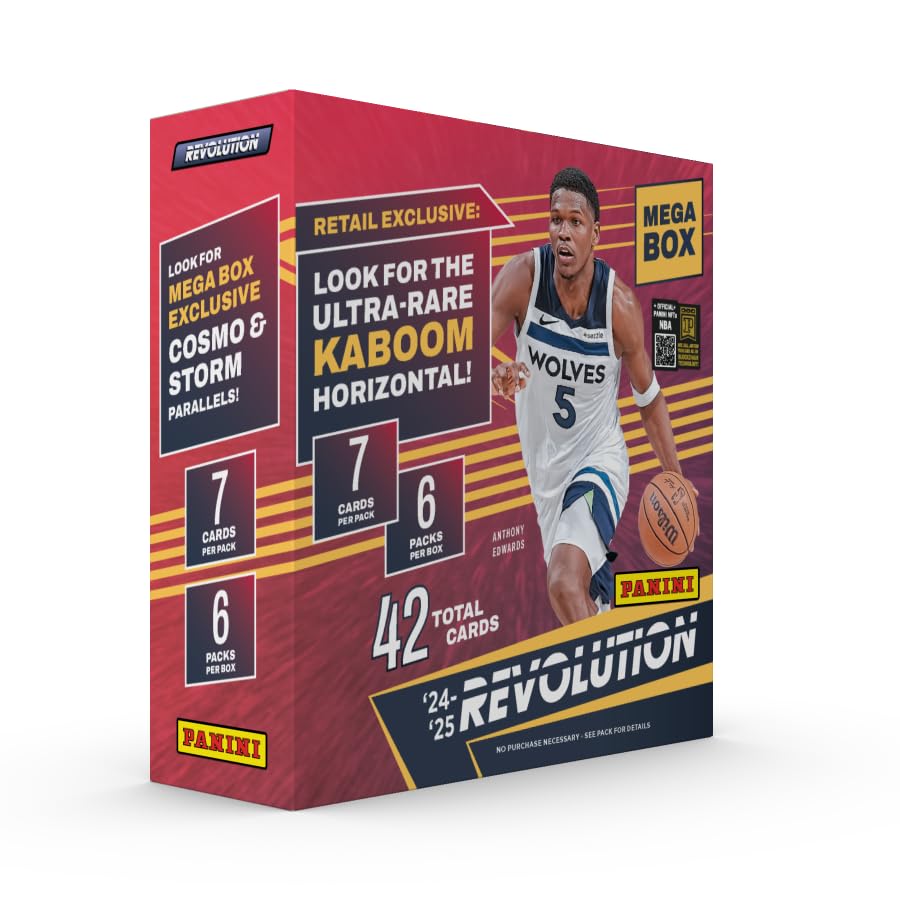 2024-25 Panini Revolution, NBA-Basketball-Mega-Box, offizielle NBA-Sammelkarten, Mega-Box, Exklusive
