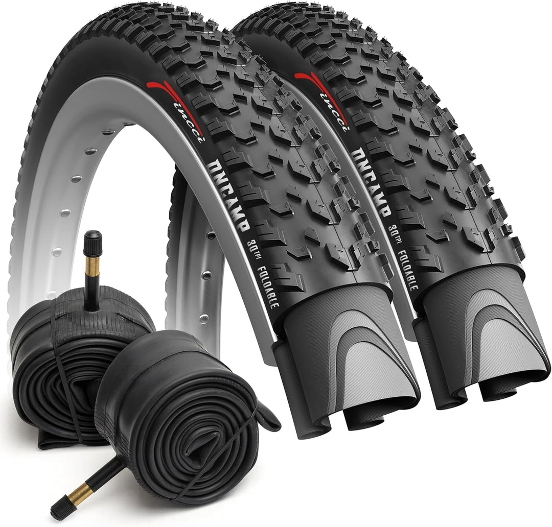 Fincci Paar 27,5 x 2.10 MTB Reifen Zoll 54-584 Fahrradmantel Faltbar Slick Reifen mit Schrader Schla