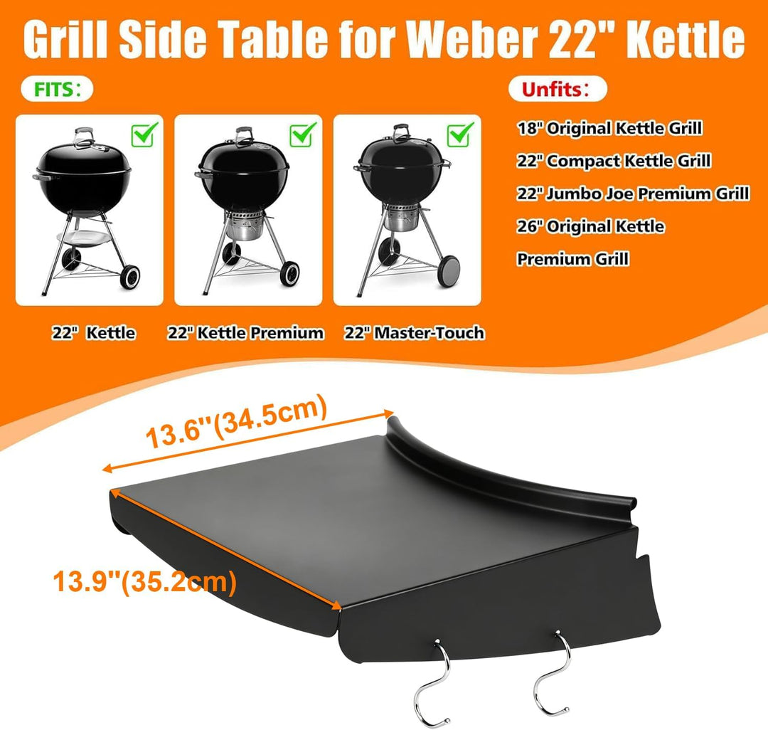 Grilltischablage für Weber Kugelgrill 57 cm, Weber Master Touch 57 cm, Premium, Original Holzkohlegr