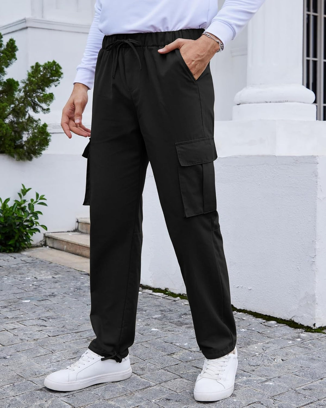 YAOHUOLE Cargohose für Herren, Cargohose, Arbeitshose, aus Baumwolle, Lodger, lässig, mit Gr M Schwa