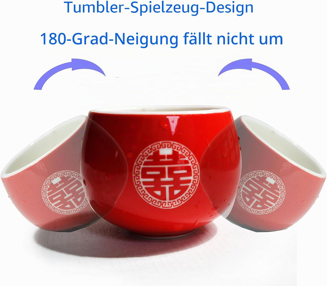 Fiesta Chinesisches Tee-Geschenk-Set, 1 Teekanne, 4 Tassen, Porzellan-Tablett für Zeremonie, Hochzei