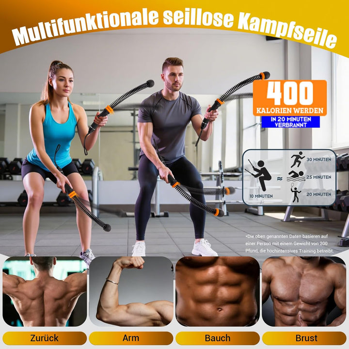 Ropeless Battle Ropes, Verstellbare Battle Rope Ohne Seil mit Tragetasche & Übungsanleitung, Gewicht