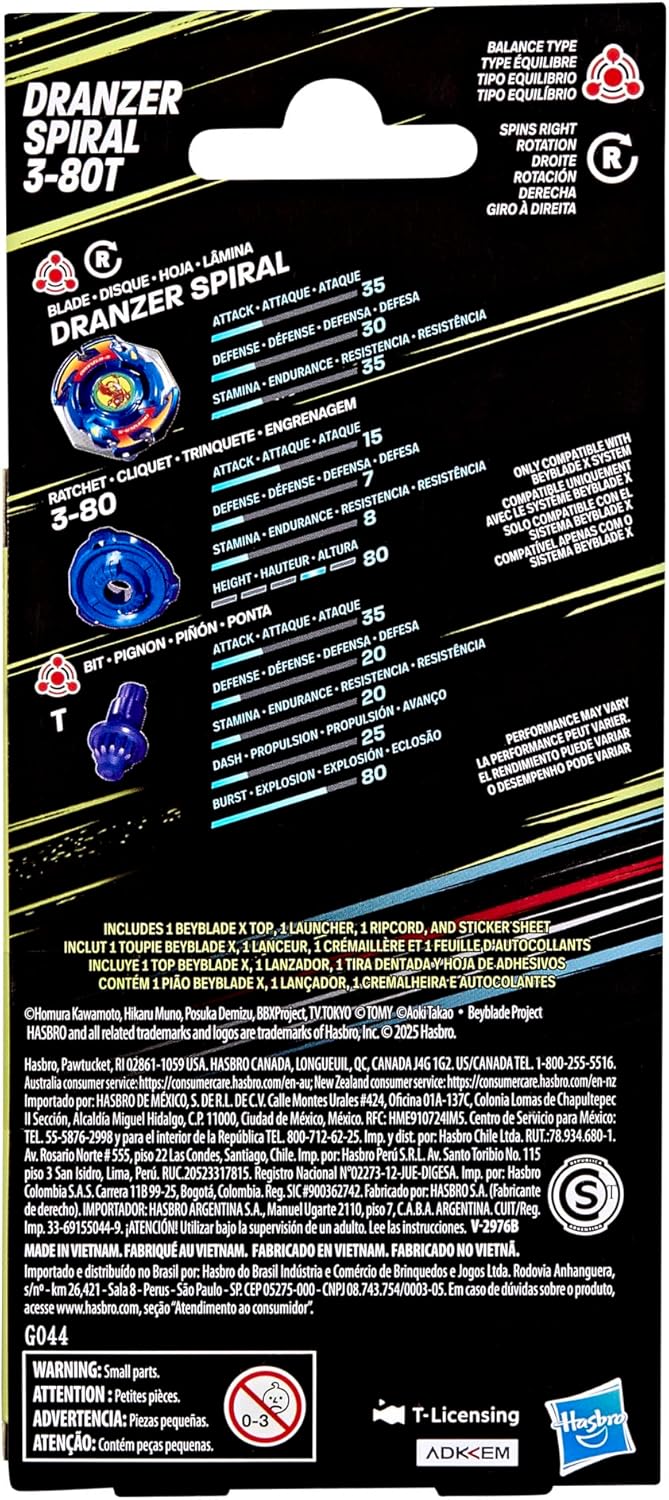 Beyblade X X-Over Project Dranzer Spiral 3-80T Starter Pack Set with Takara Tomy Balance Type Top an
