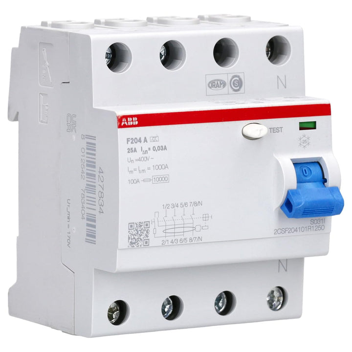 ABB F200 RCCB, 4-polig, 25A, 30mA Typ A Single, Single