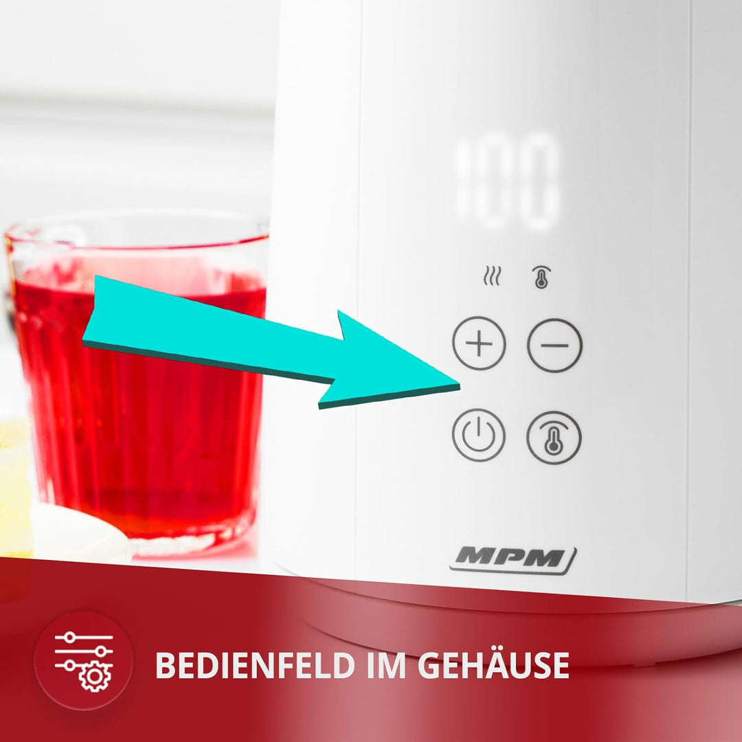 MPM MCZ-120 Wasserkocher 1,5L mit Doppelwand-Design, Temperaturregelung 40-100°C, Edelstahl-Innenbeh