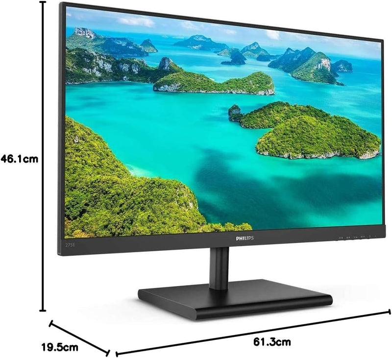 Philips 275E1S - 27 Zoll QHD Monitor, FreeSync (2560x1440, 75 Hz, VGA, HDMI, DisplayPort) schwarz