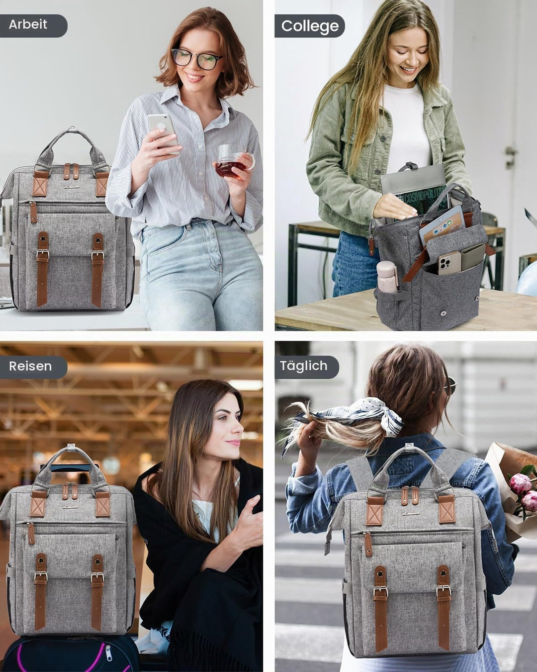 LOVEVOOK Rucksack Damen, Laptop Schulrucksack Mädchen Teenager 15,6 Zoll Tagesrucksack, Wasserdicht