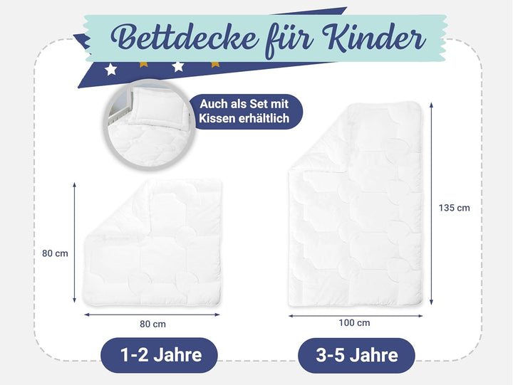 ZOLLNER Kinderbettdecke, 80x80 cm, Mikrofaser, allergikergeeignet, Kochfest 80x80 cm (1er Pack), 80x