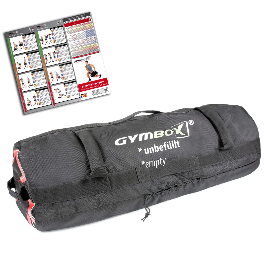 GYMBOX Professioneller Sandbag mit Poster Funktionelles Training 25kg/50kg flexibel befüllbare Gewic