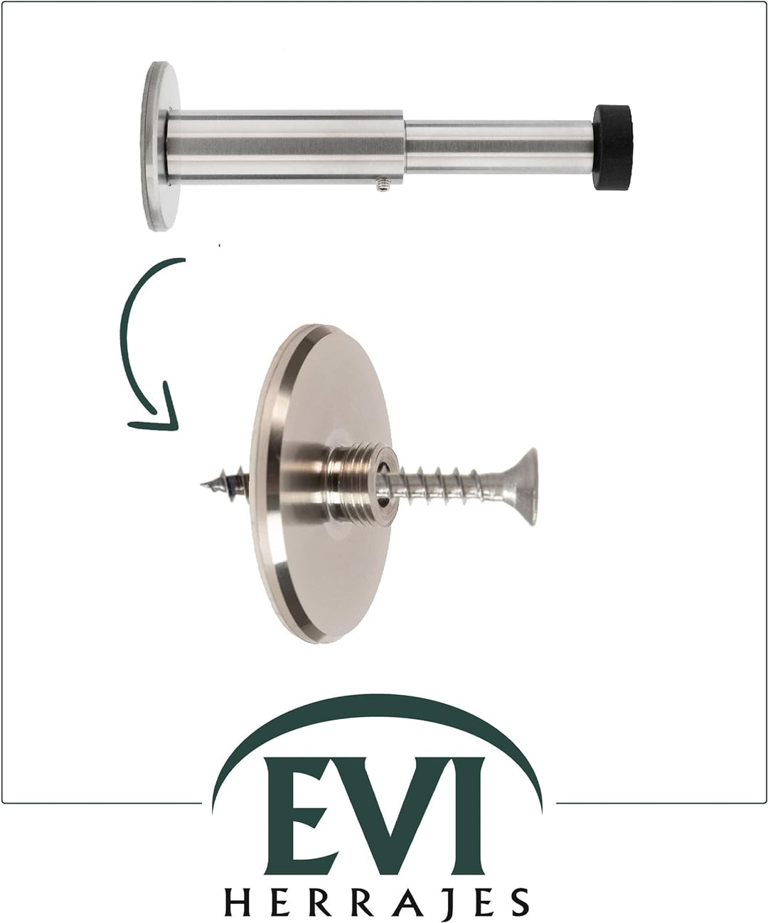 Verstellbarer Wandpuffer von 88 bis 128 mm | Dual-Installation, Klebebasis oder Schraube | Edelstahl