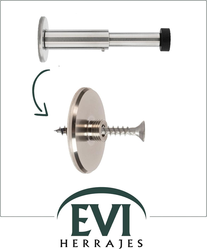 EVI Herrajes | Verstellbarer Wandpuffer von 88 bis 128 mm | Dual-Installation, Klebebasis oder Schra