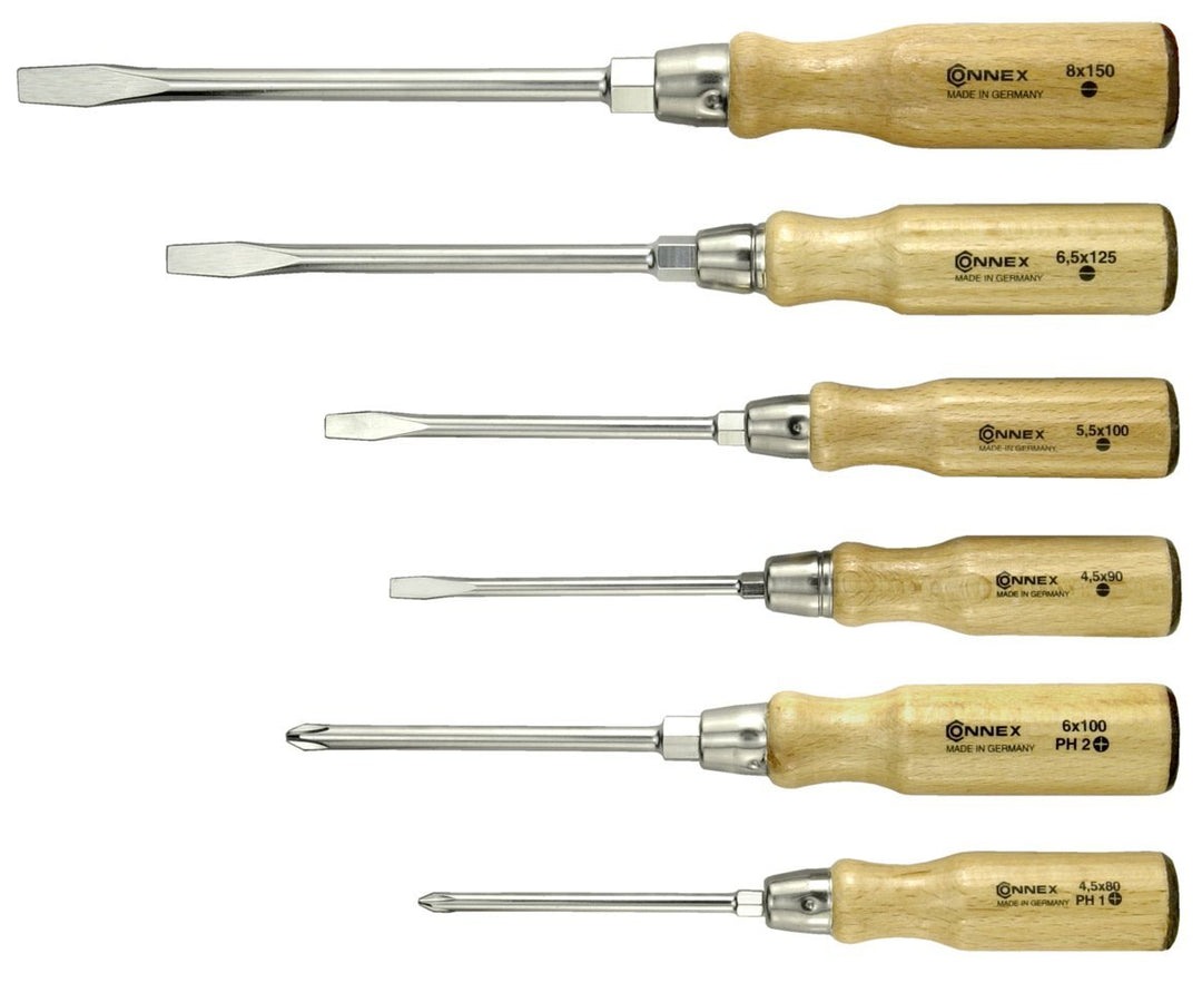 Connex COX321206 Schraubendreher-Satz, Holz-Griff, 6-teilig