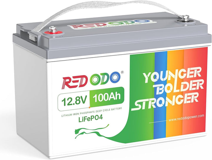 Redodo 12V 100Ah LiFePO4 Batterie, 1280Wh Lithium Akku über 4000 Mal Tiefzyklus, wiederaufladbare Ba