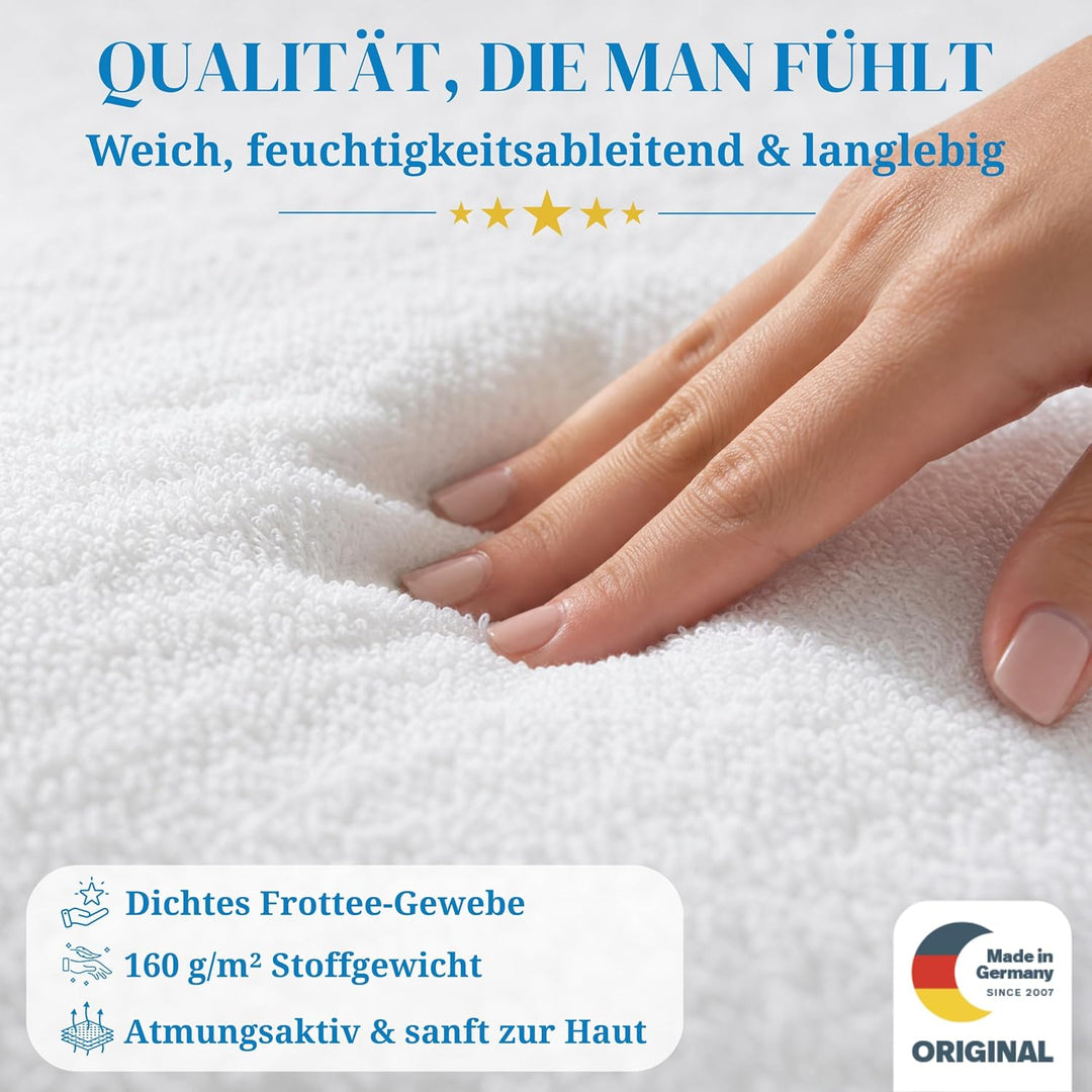 PROCAVE Matratzenbezug 180x200 cm Frottee unversteppt | Matratzen-Höhe 16-22cm | Matratzenschoner 18