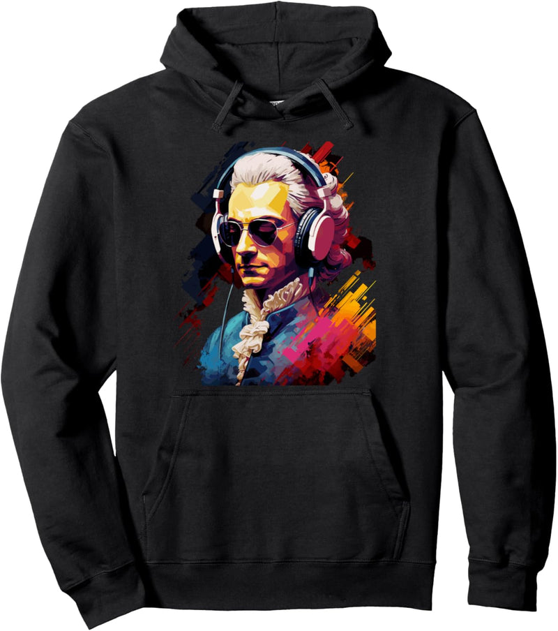 Bunter Mozart mit Kopfhörer - Lustige Klassische Musik Pullover Hoodie