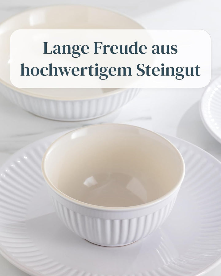 Suppenteller 6er Set Hygge Serie - Premium Steingut, Kratzfest, Für Spülmaschine, Mikrowelle - Styli