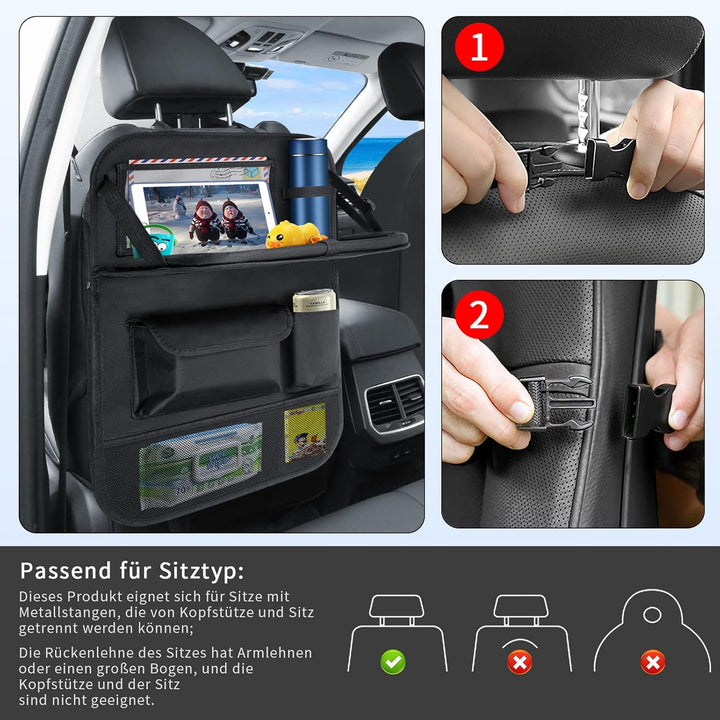 ERWEY Auto Rückenlehnenschutz 2 PCS Autositz Organizer Rücksitz Organizer mit Tablet/Telefon Aufbewa