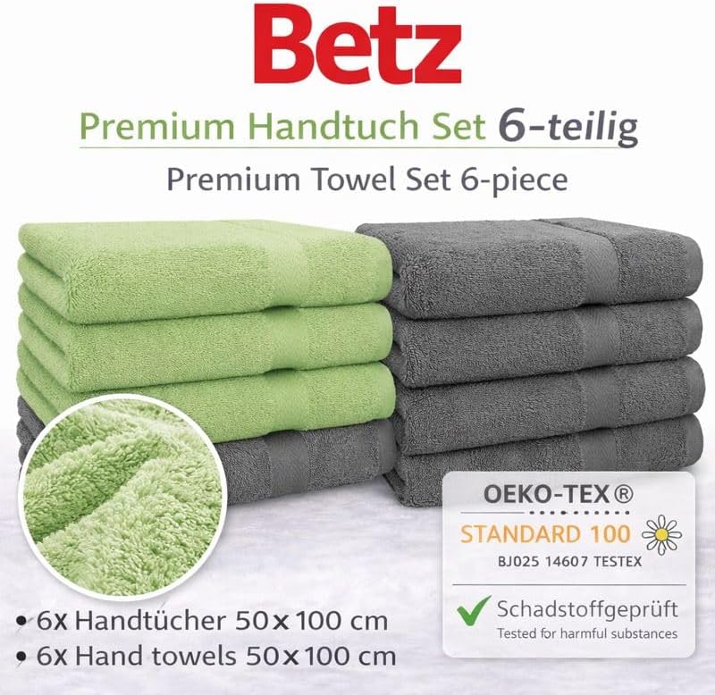 Betz Handtuch 6er Pack Handtücher Set Premium Grösse 50x100 cm 100% Baumwolle - gut trocknend, Gute