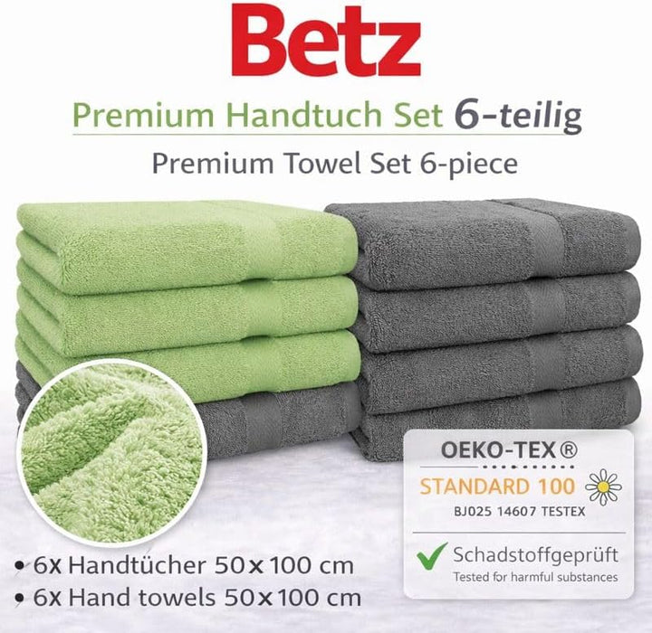 Betz Handtuch 6er Pack Handtücher Set Premium Grösse 50x100 cm 100% Baumwolle - gut trocknend, Gute
