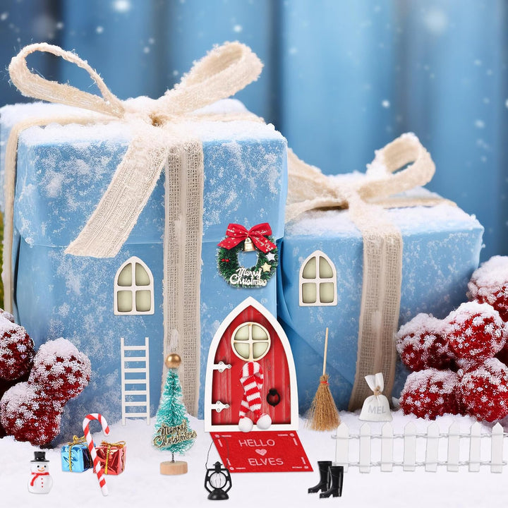 Wichteltür Weihnachten 40Pcs Wichtel Zubehör Miniatur Rot Wichteltür Zubehör Weihnachtsdeko Elfentür