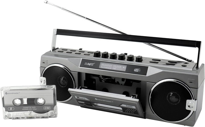 SOUNDMASTER DAB+/FM Retro Radiokassettenrekorder SRR80TI, USB/SD, BT