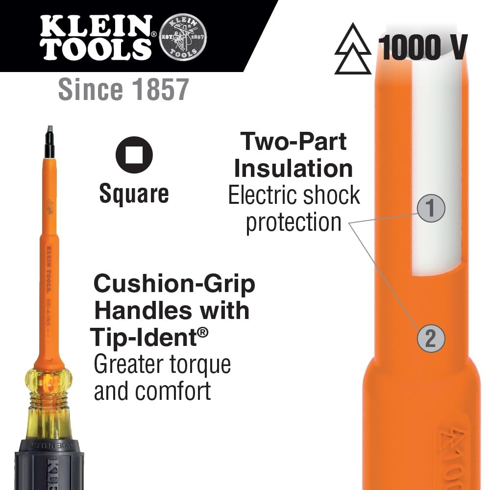 Klein Tools 661-4-INS Isolierter Schraubendreher, hergestellt in den USA, 