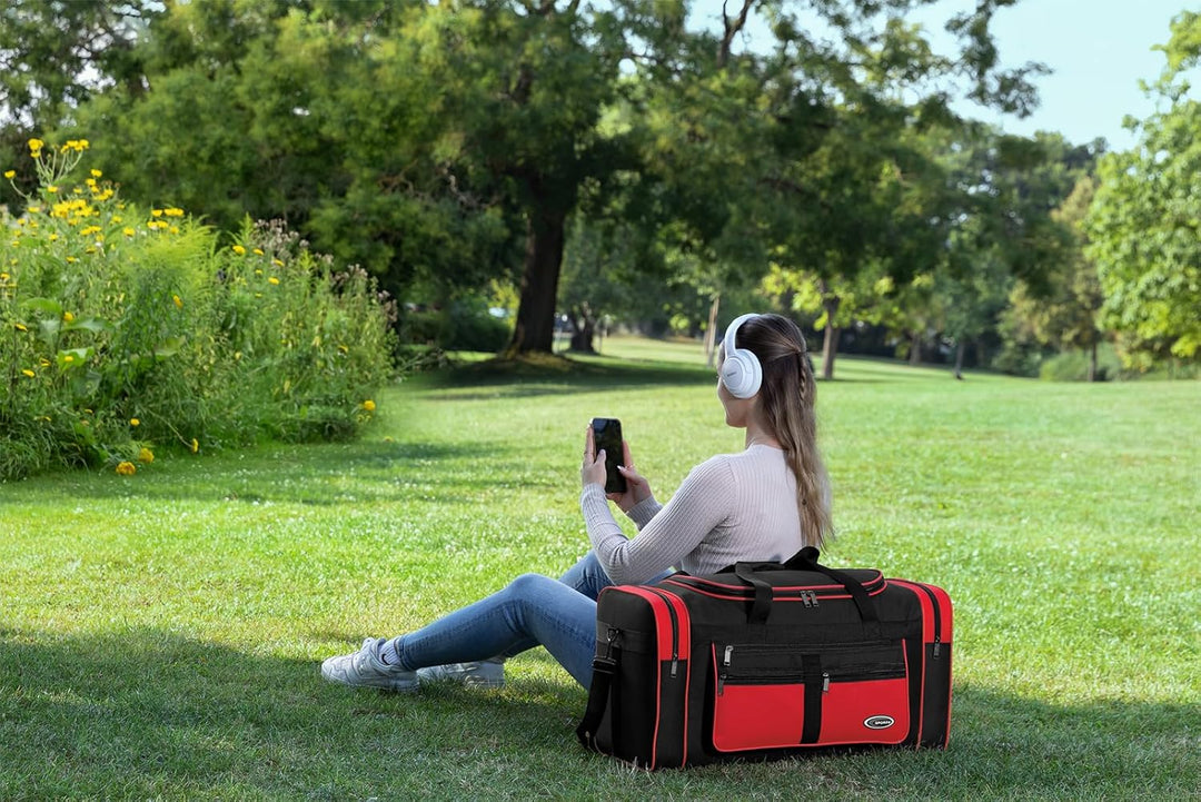Sporttasche, Reisetasche und Fitnesstasche für Damen und Herren- Tainingstasche, Gym Bag (Rot, L 80