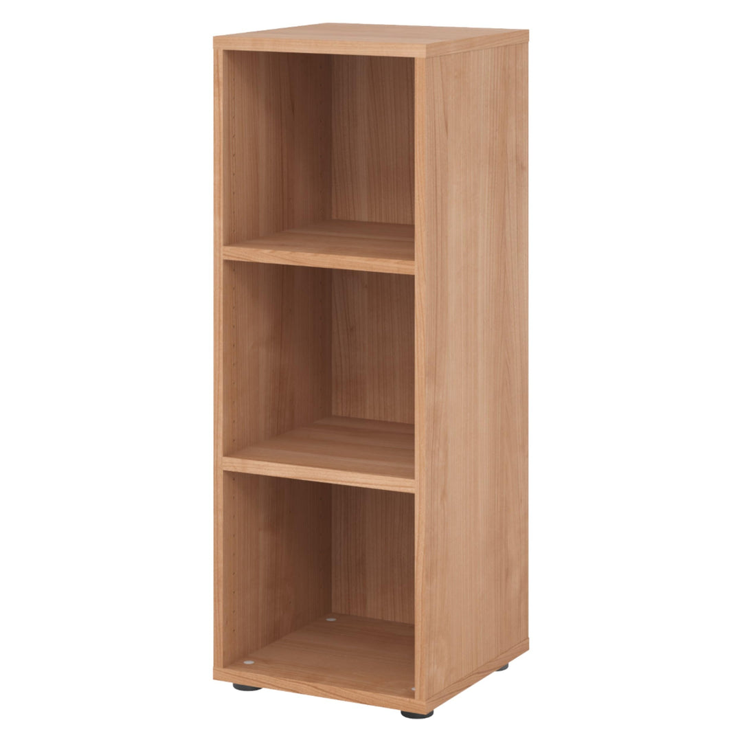 bümö Regal Nussbaum, Standregal aus Holz für 3 Ordnerhöhen - Bücherregal klein 40 cm schmal, Aktenre