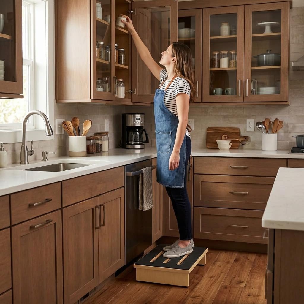 Tritthocker Tritt Holz, Tritthocker Erwachsene, Hölzerne Stepping-Hocker aus Massivholz, Step Stool