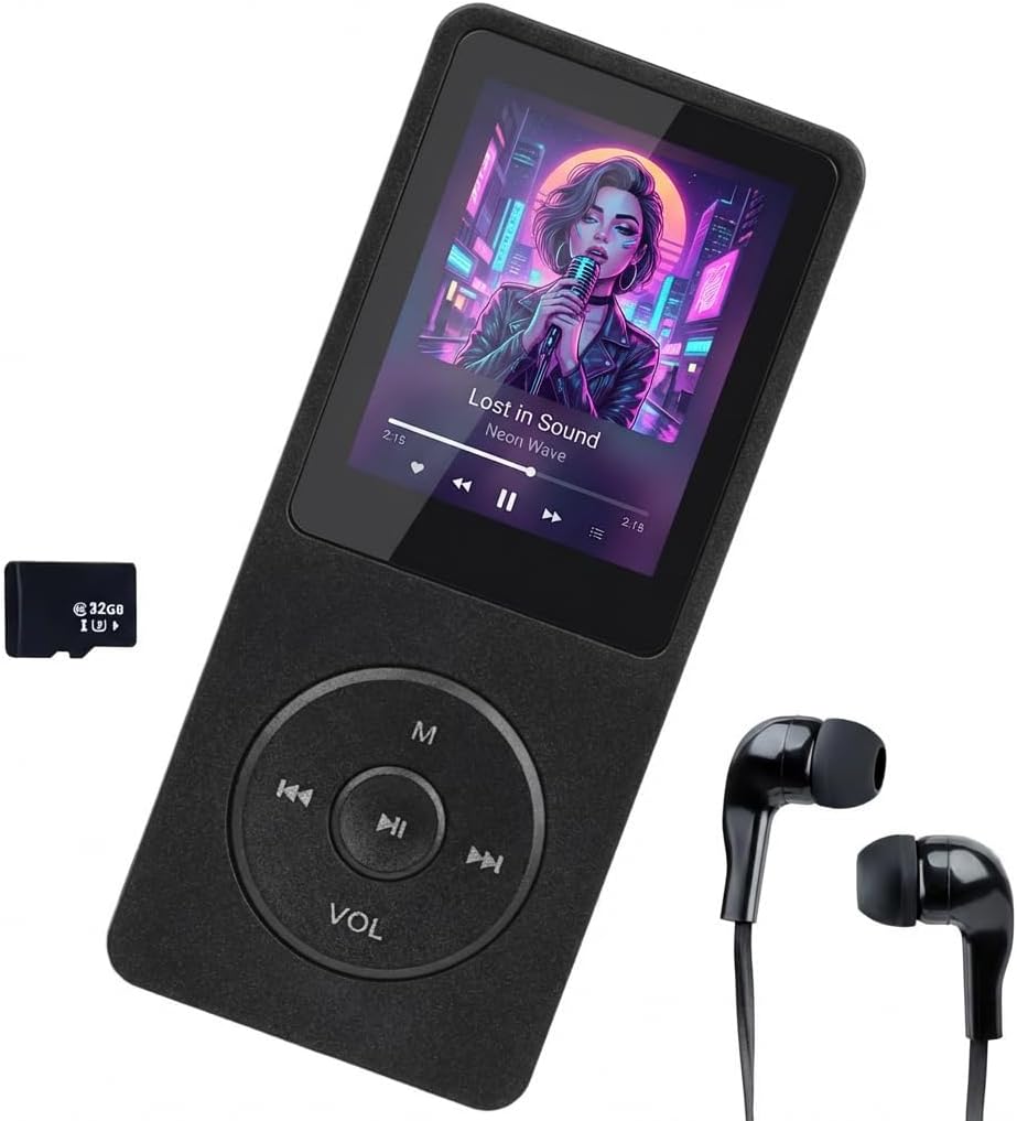 Bluetooth 5.3 MP3 Player mit Lautsprecher, 1,8 Zoll Bildschirm, Verlustfreier HiFi Bluetooth MP3 Pla
