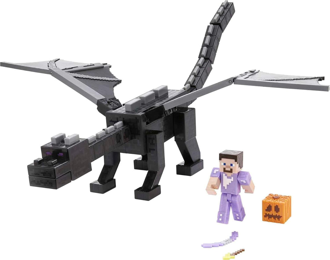 Minecraft GYR76 - Enderdrache, 50 cm gross, und Steve-Figur mit Farbwechseleffekt, Spielzeug ab 6 Ja