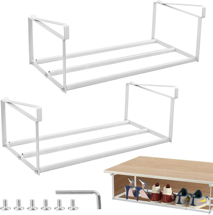 2 Stück Unterregal Hängekorb Ausziehbar - 40-70cm Verstellbares Hängendes Schuhregal Organizer im Sc