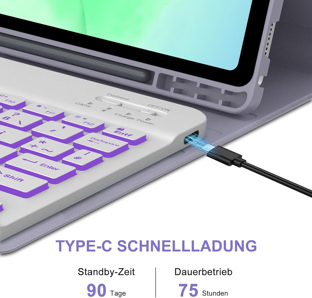 Hülle mit Tastatur für Samsung Galaxy Tab A11+ 11" (2025) & Galaxy Tab A9+ 11" (2023) – Deutsch Keyb
